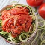Spiralized Zucchini with a Simple Roasted Tomato Sauce l Gluten-Free and Vegetarian l by Steph in Thyme for Busy Mom's Helper