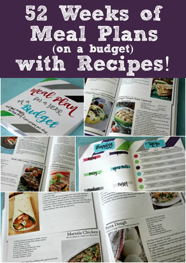 Meal Plan on a Budget: 52 Weeks of meal plans with recipes / Averages to less than $5 per person per day! 52 Weekly Menus provided! #ad