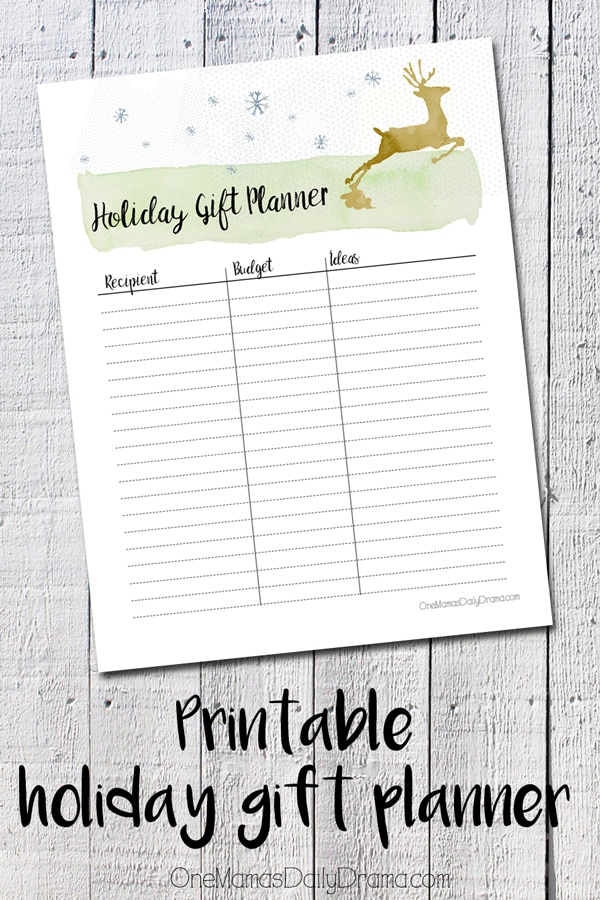 free printable holiday gift planner