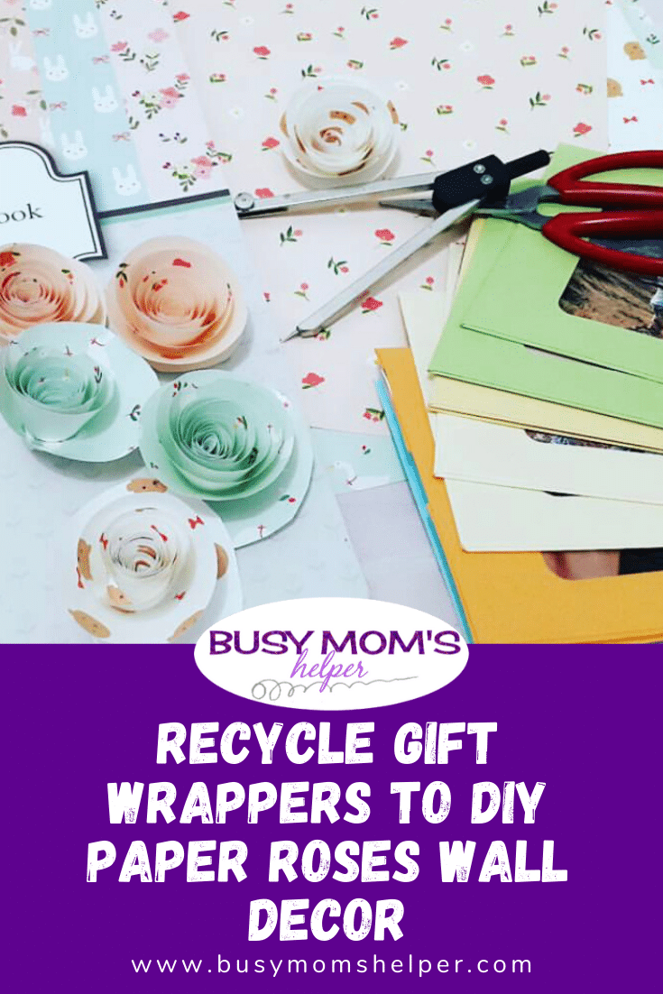 Recycle Christmas Gift Wrappers to DIY Paper Roses Wall Decor