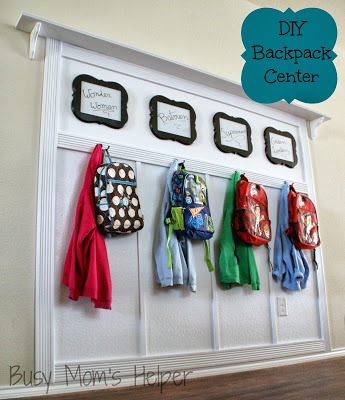 DIY Backpack Center / by Busy Mom's Helper #Tutorial #Remodel #HomeOrganizing