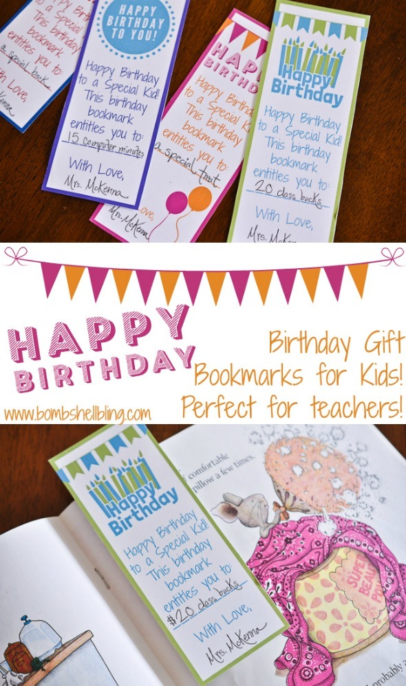 Happy Birthday bookmarks are perfect for teachers and parents! / Bombshell Bling