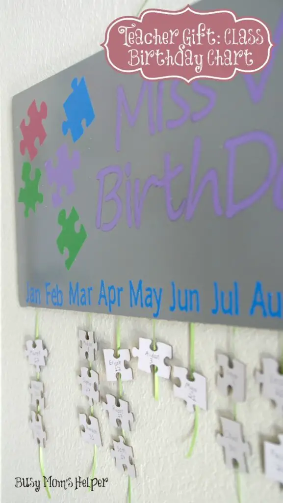 Teacher Gift: Class Birthday Chart / Busy Mom's Helper