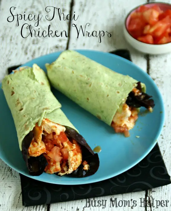 Spicy Thai Chicken Wraps / by www.BusyMomsHelper.com #chickenwrap #spicychicken