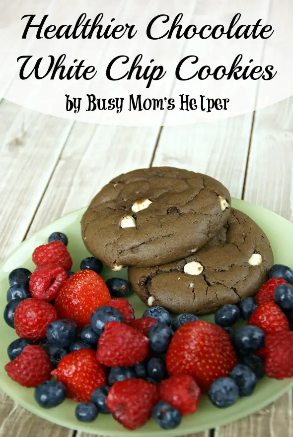 Healthier Chocolate White Chip Cookies / by Busy Mom's Helper #cookies #chocolate #healthydessert