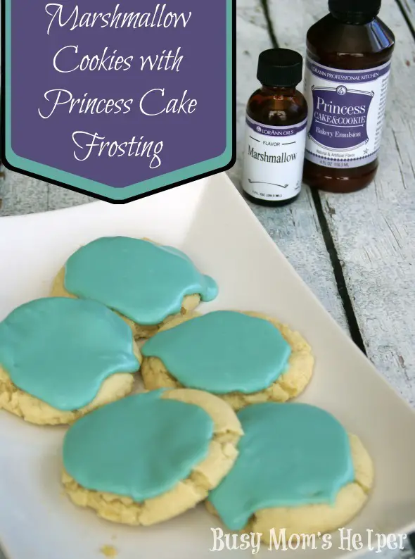 Marshmallow Cookies with Princess Cake Frosting / by Busy Mom's Helper #recipe #cookies #frosting #LorAnn