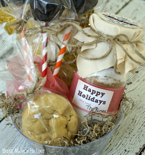 Budget Saving Giving: Festive Goodie Basket / by Busy Mom's Helper #GiftBasket #Truffles #CaramelCookies #CookiesinJars #TasteTheSeason #Shop