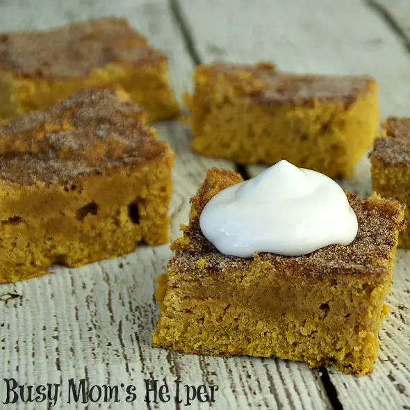 Pumpkin Snickerdoodle Cookie Bars / by Busy Mom's Helper #Pumpkin #Snickerdoodle #Cookies #Bars #Dessert