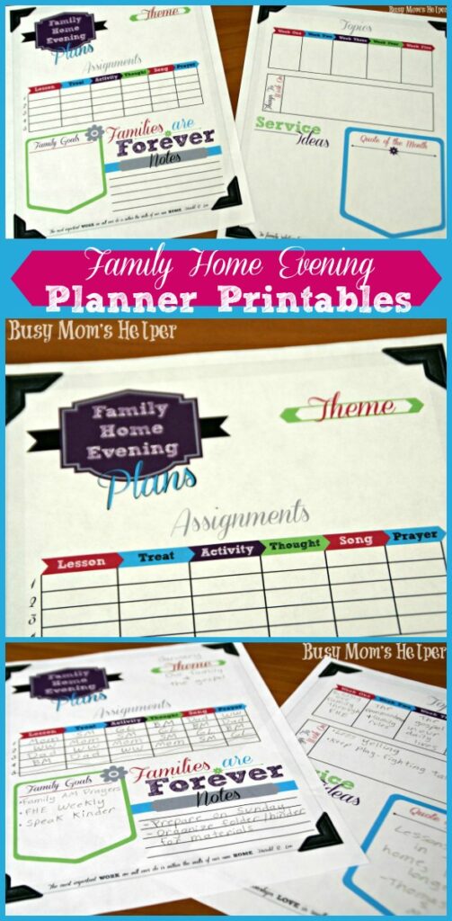 Family Home Evening Planner Printables - Busy Mom's Helper