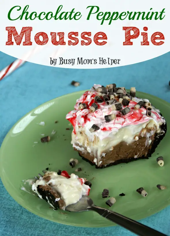 Chocolate Peppermint Mousse Pie / by Busy Mom's Helper #pie #chocolate #peppermint #holidaydesserts