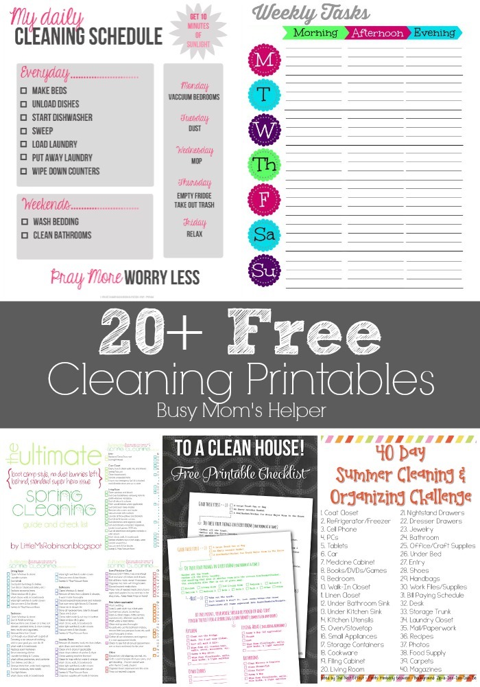 20 + Free Cleaning Printables via Busy Mom's Helper