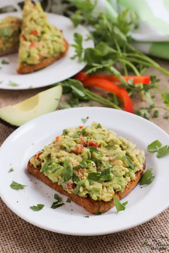 Smashed Chickpea and Avocado Toast, a healthy way to start the day l Steph in Thyme for Busy Mom's Helper