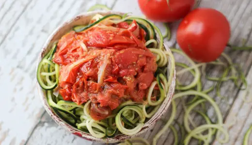 Spiralized Zucchini with Roasted Tomatoes