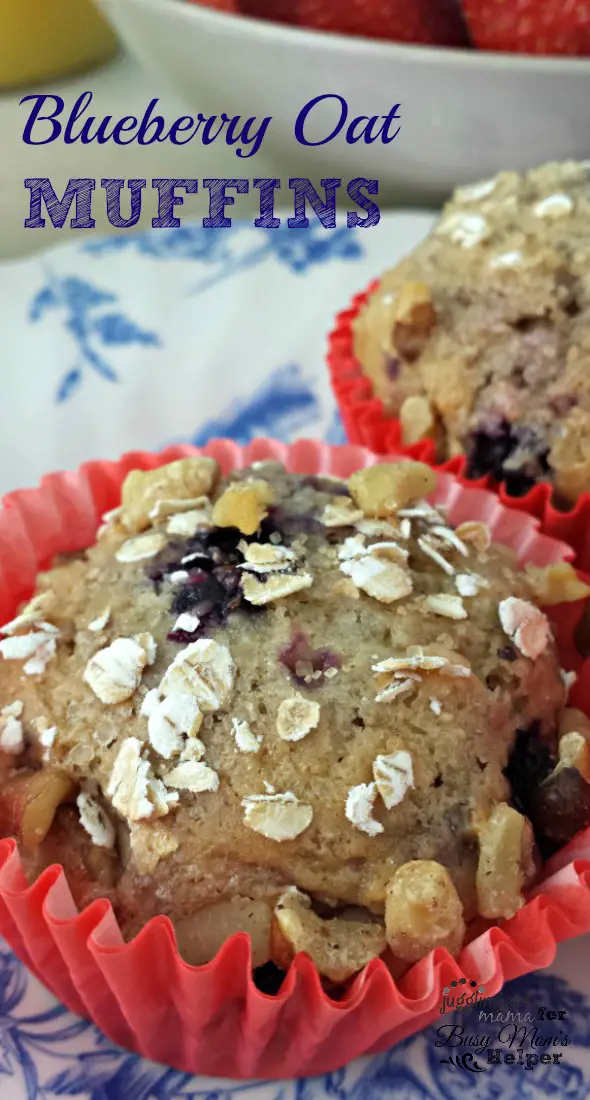 Hearty Blueberry Oat & Walnut Muffins by Juggling Act Mama for Busy Mom's Helper