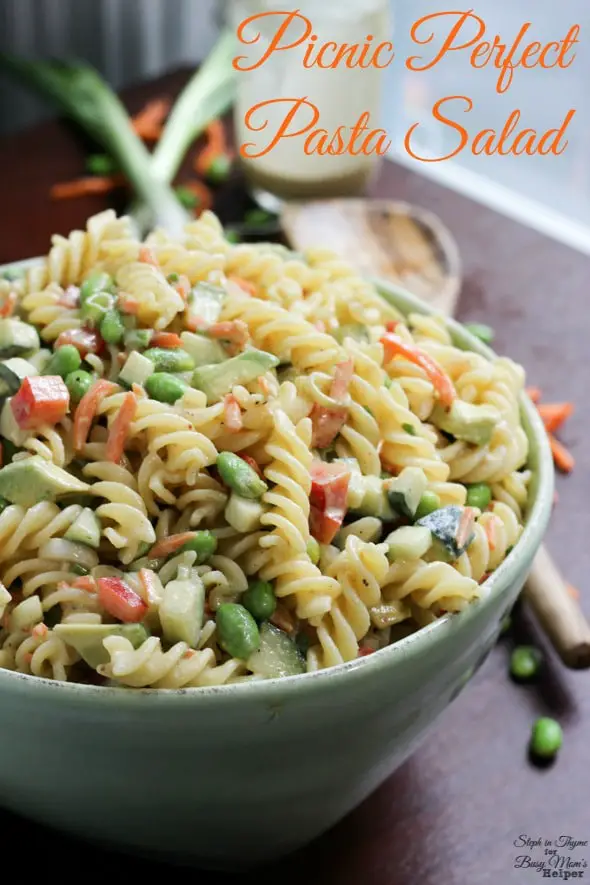 Picnic Perfect Pasta Salad l Steph in Thyme for Busy Mom's Helper