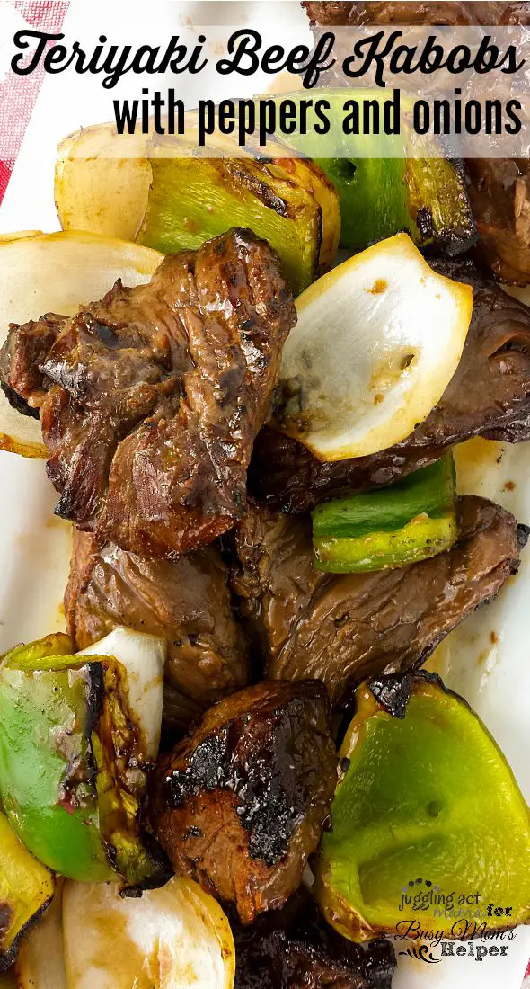 Teriyaki Beef Kabobs with peppers and onions