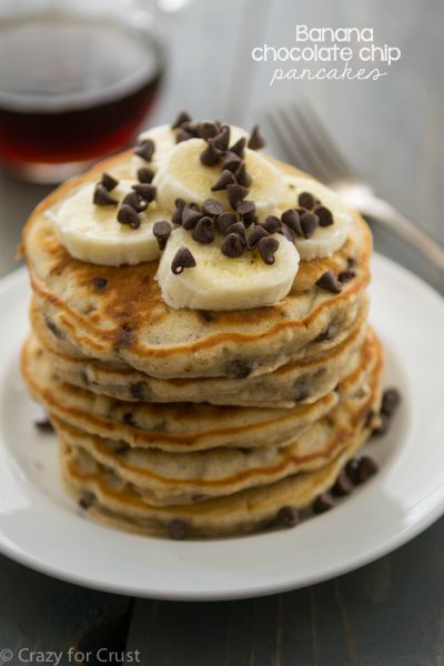 Banana Chocolate Chip Pancakes / by Crazy for Crust / Round up by Busy Mom's Helper