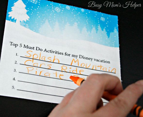 Free Printable Disney Vacation Top Five Lists / by Busy Mom's Helper