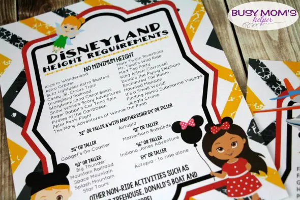 Free Printable Disneyland Ride List & Height Requirements #disneyland #disneyparks #freeprintable #disney #travel #familytravel #familyvacation #vacation #ridelist #themepark