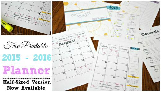 Free Printable 2015-2016 Planner / New Half-Sized Version / by Busy Mom's Helper