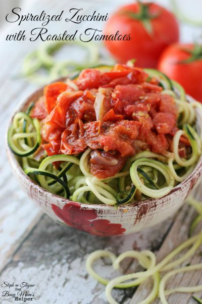 Spiralized Zucchini with Roasted Tomatoes / by Steph in Thyme for Busy Mom's Helper