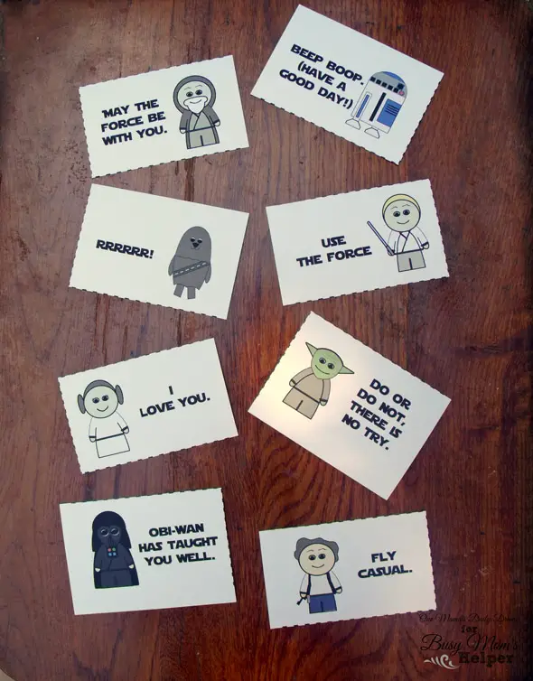 Printable Star Wars Lunch Box Notes | One Mama's Daily Drama for Busy Mom's Helper