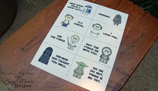 Printable Star Wars Lunch Box Notes