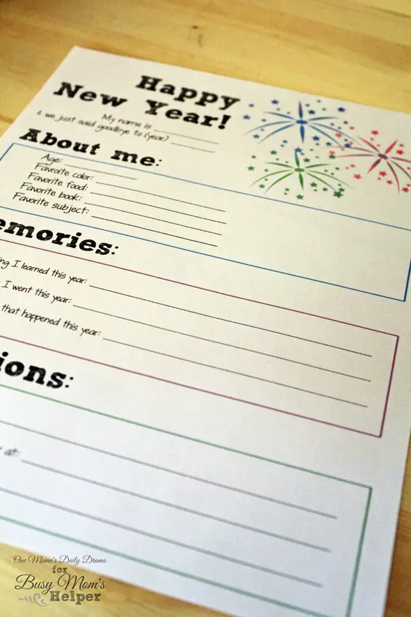 New Year's Eve Printable for Kids | One Mama's Daily Drama for Busy Mom's Helper
