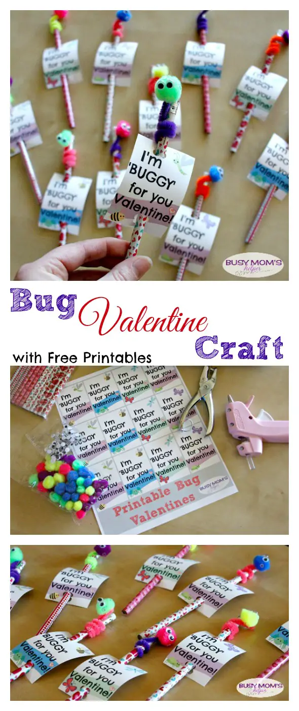 These super easy Bug Valentine pencils are the perfect Valentine for kids of any age! by BusyMomsHelper.com