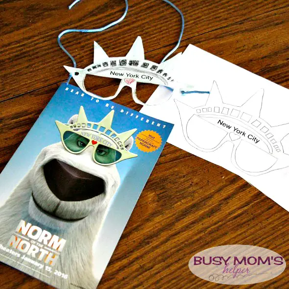 NYC Sunglasses Printable from Norm of the North movie / super fun sunglass cut-out for kids! by busymomshelper.com #BreaktheNorm #IC #ad