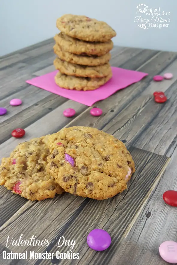 Valentines Day Oatmeal Monster Cookies