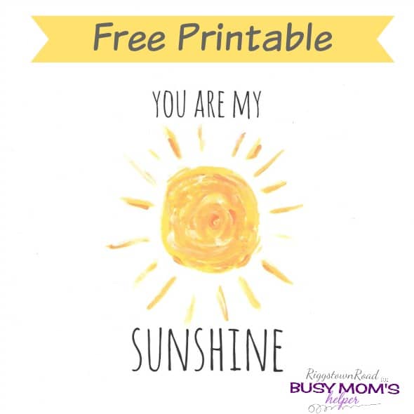 Sunshine Printable by Riggstown Road for Busy Mom's Helper