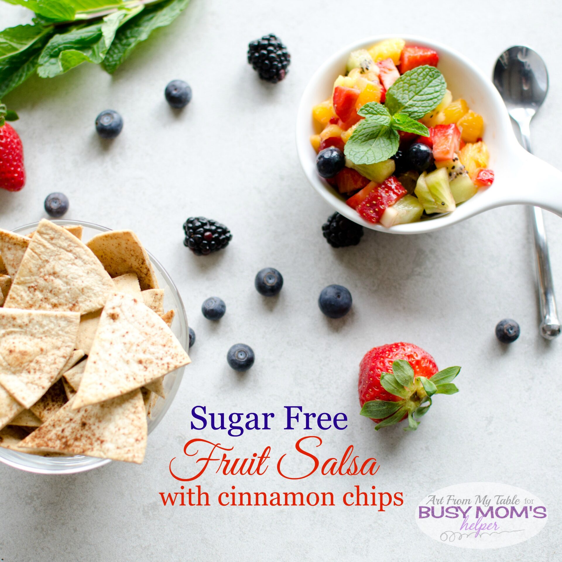 sugar free fruit salsa with cinnamon chips