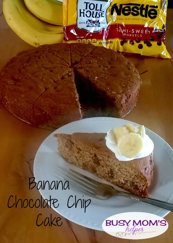 Banana Chocolate Chip Cake by Nikki Christiansen for Busy Moms Helper