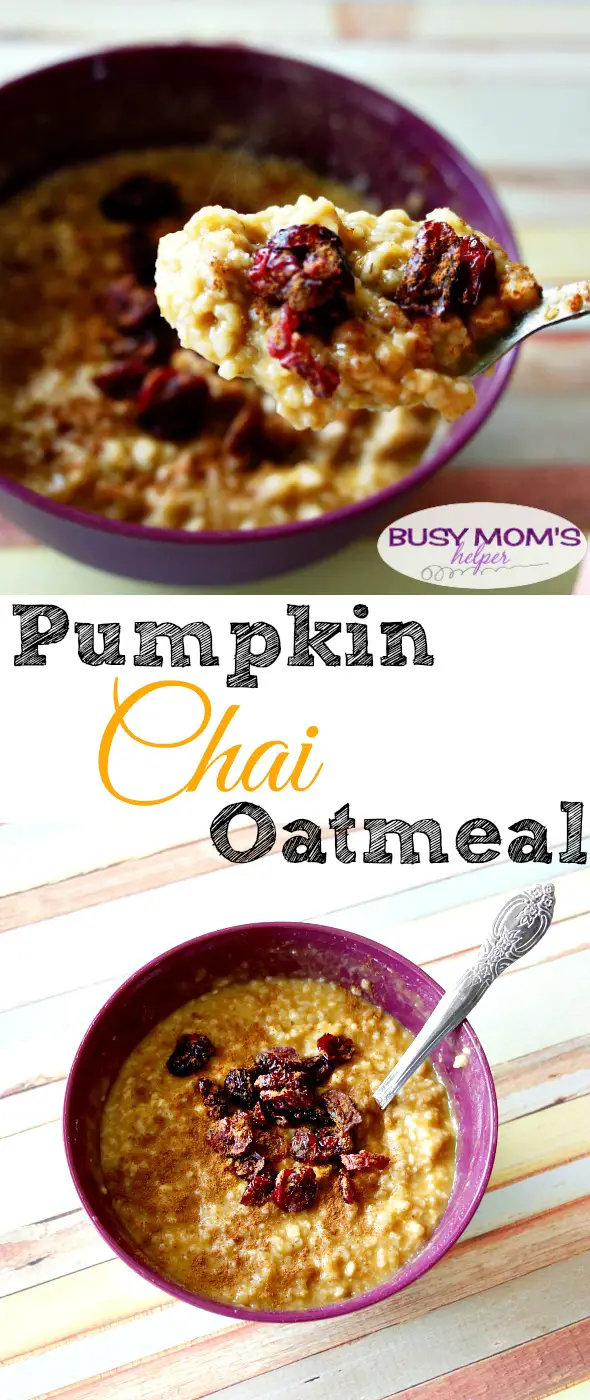 Pumpkin Chai Oatmeal / recipe by BusyMomsHelper.com / great easy breakfast idea