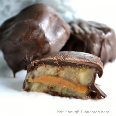 Chocolate Covered Frozen Banana and Peanut Butter Bites 