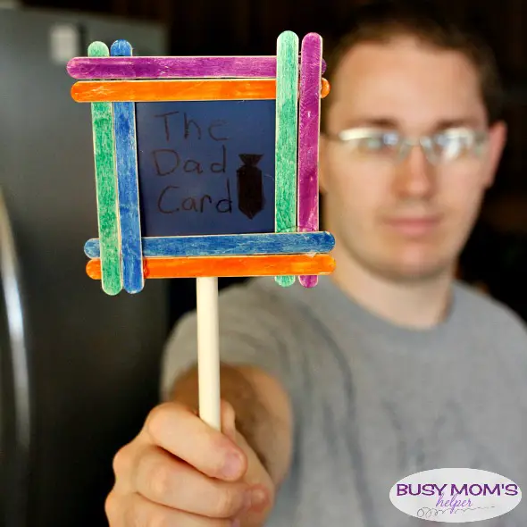 The Dad Card / the perfect Father's Day Gift - let him pull his Dad Card to have the final say with shows, meals, etc. on his special day / Make this quick and easy Father's Day craft with supplies on-hand! by BusyMomsHelper.com
