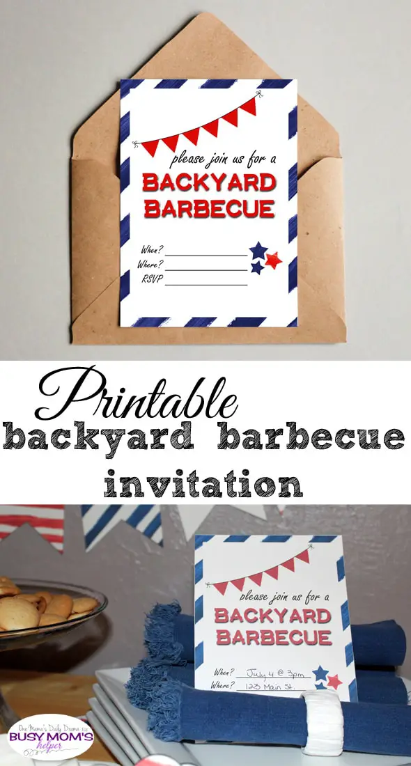 Printable backyard barbecue invitation | One Mama's Daily Drama for Busy Mom's Helper