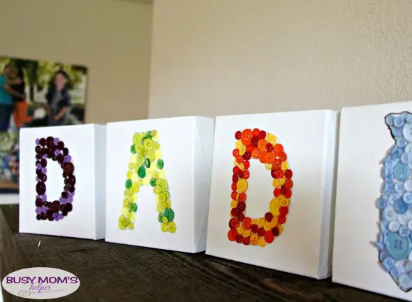 Button Art Dad Gift / by BusyMomsHelper.com / Great Father's Day Craft for Kids