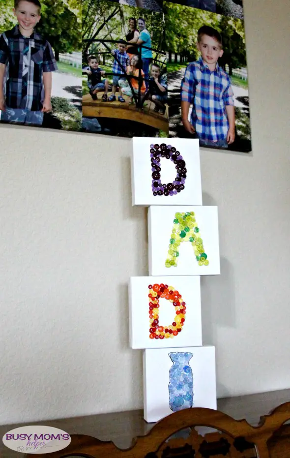 Button Art Dad Gift / by BusyMomsHelper.com / Great Father's Day Craft for Kids