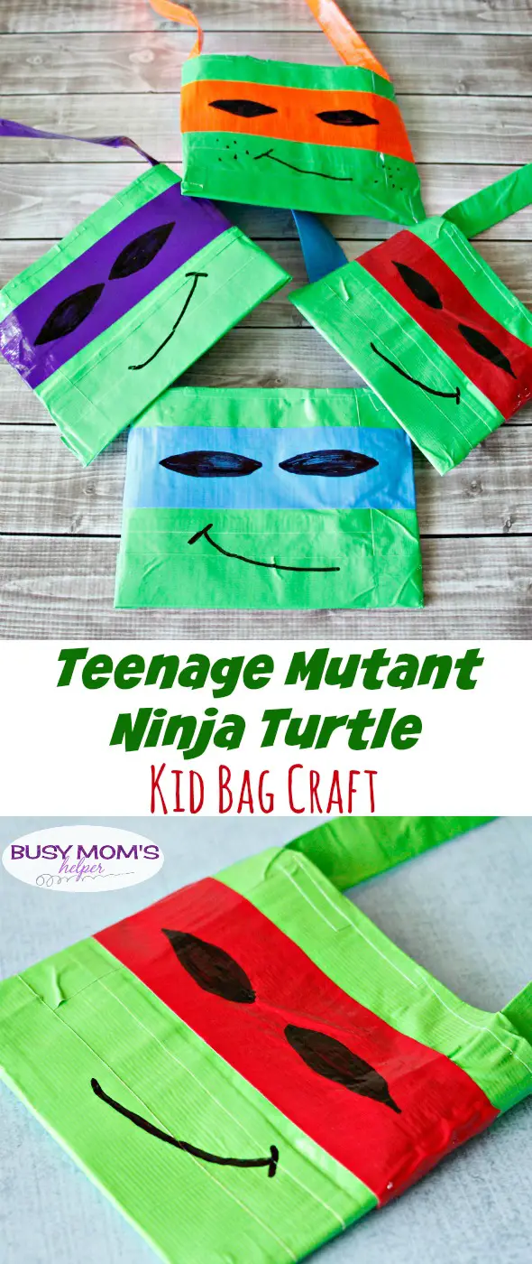 TMNT Kid Bag Craft / by BusyMomsHelper.com / Teenage Mutant Ninja Turtles / Craft for Kids / Activity for Kids / Ductape Crafts / Duck Tape purse