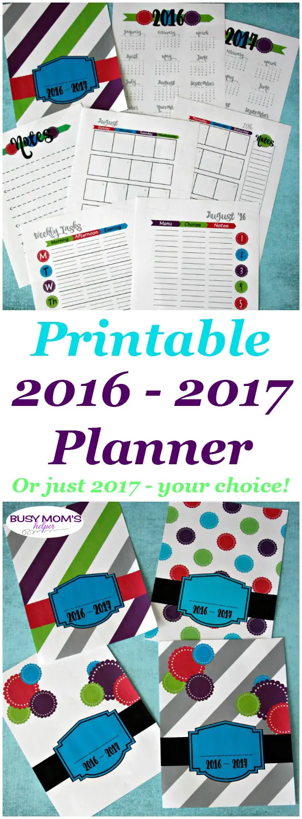Printable 2016-2017 Planner in bright colors / Also available: Printable 2017 Planner in bright colors (ad)