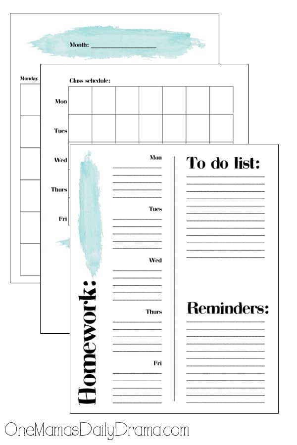 Printable student planner from OneMamasDailyDrama.com