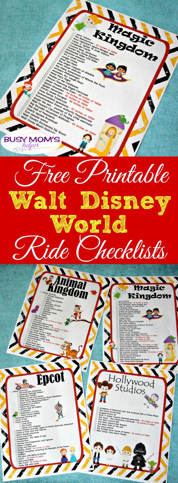 Free Printable Walt Disney World Ride Checklists