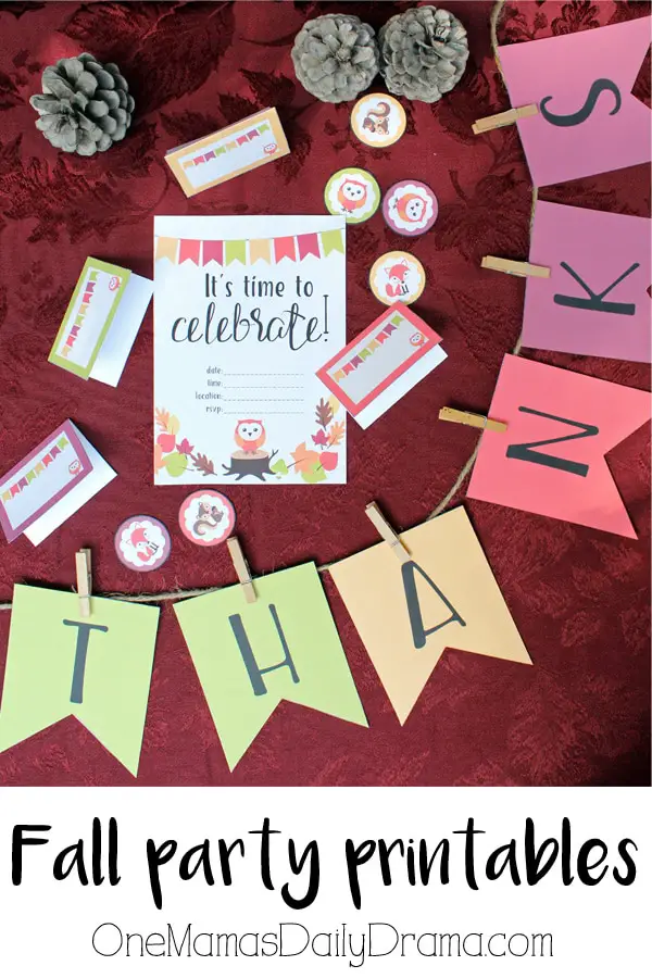 Fall party printables with cute woodland creatures | OneMamasDailyDrama.com