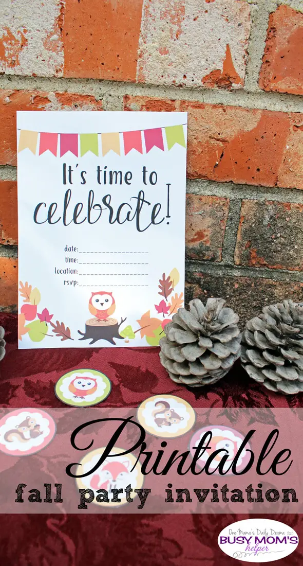 Printable fall party invitation | One Mama's Daily Drama for Busy Mom's Helper