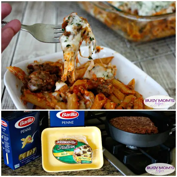 Cheesy Sausage Pasta Casserole / a quick dinner recipe for less than $10! #ad