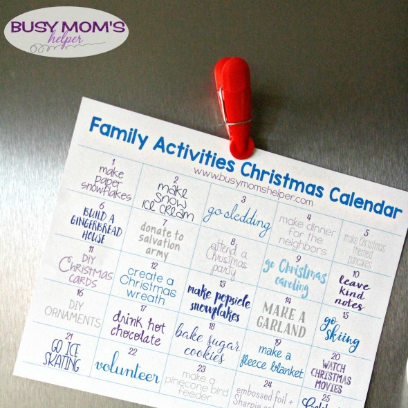 December Family Activities Calendar / a great printable for Christmas Family Activities!