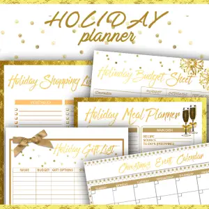 Printable Holiday Planner / You'll love these printable organization sheets and lists to get your holiday more organized. Budget sheet, gift list, menu planning, event calendar and shopping lists!