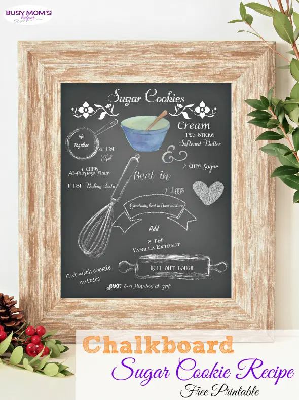 Chalkboard Sugar Cookie Recipe Printable